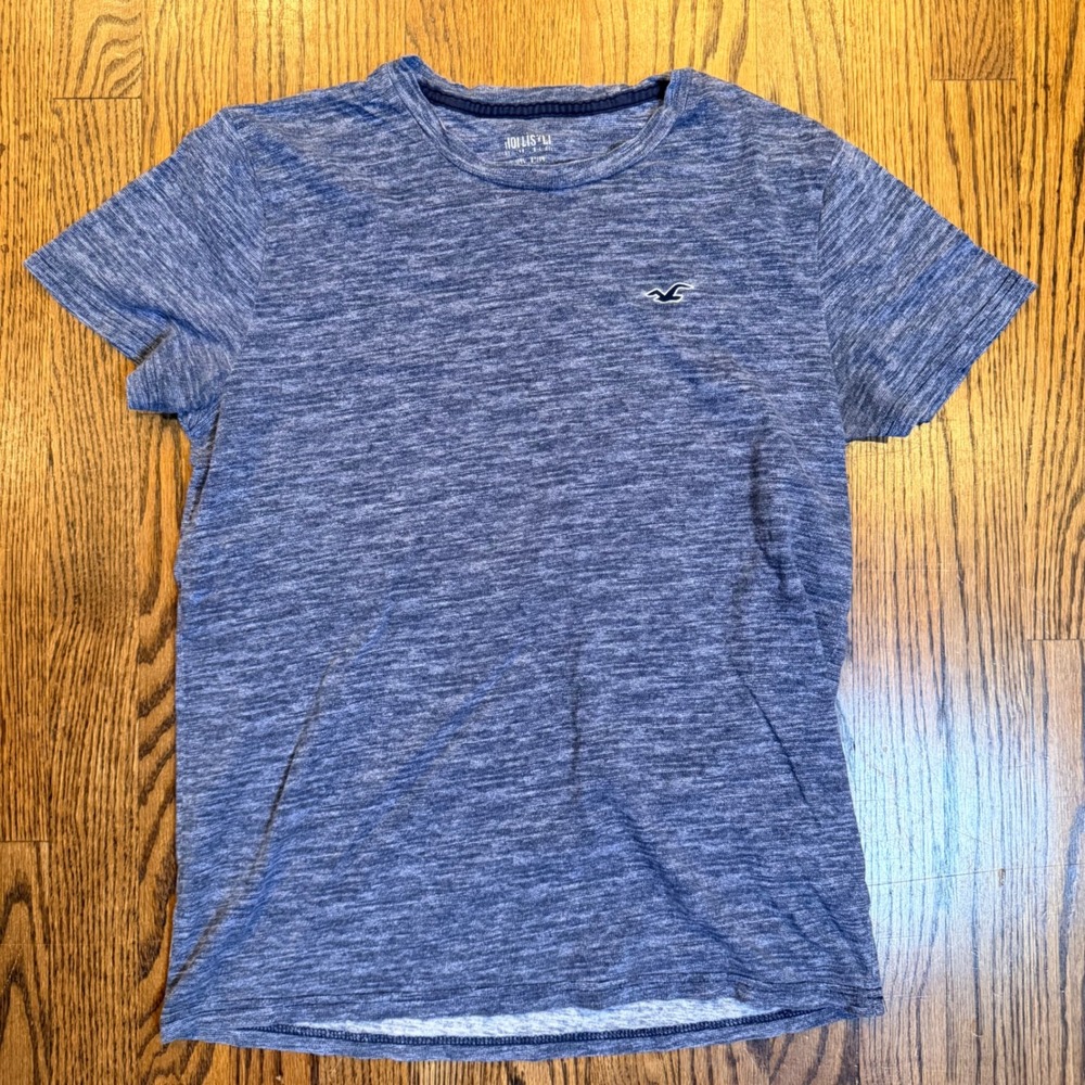Hollister Space Dye Heathered Logo T-Shirt Blue Small‎ S Boys Kids